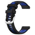 For Samsung Galaxy Watch 6 40mm 20mm Sports Two-Color Steel Buckle Silicone Watch Band(Black+Blue)
