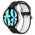 For Samsung Galaxy Watch 6 40mm 20mm Breathable Two-Color Silicone Watch Band(Black+White)