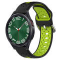 For Samsung Galaxy Watch 6 Classic 47mm 20mm Breathable Two-Color Silicone Watch Band(Black+Lime ...