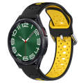For Samsung Galaxy Watch 6 Classic 43mm 20mm Breathable Two-Color Silicone Watch Band(Black+Yellow)