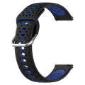 For Samsung Galaxy Watch 6 Classic 43mm 20mm Breathable Two-Color Silicone Watch Band(Black+Blue)
