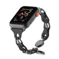 For Apple Watch 42mm Hollow Leather Chain Magnetic Buckle Watch Band(Black)