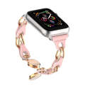 For Apple Watch 42mm Hollow Leather Chain Magnetic Buckle Watch Band(Pink)