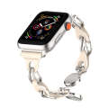 For Apple Watch 3 42mm Hollow Leather Chain Magnetic Buckle Watch Band(Starlight Color)