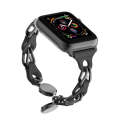 For Apple Watch SE 40mm Hollow Leather Chain Magnetic Buckle Watch Band(Black)