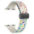 For Apple Watch Ultra 49mm Rainbow Dots Silicone Magnetic Black Buckle Watch Band(Starlight Color)