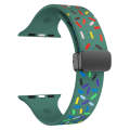 For Apple Watch Ultra 49mm Rainbow Dots Silicone Magnetic Black Buckle Watch Band(Green)