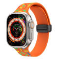 For Apple Watch 8 41mm Rainbow Dots Silicone Magnetic Black Buckle Watch Band(Orange)