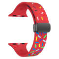 For Apple Watch 8 45mm Rainbow Dots Silicone Magnetic Black Buckle Watch Band(Red)