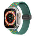 For Apple Watch 8 45mm Rainbow Dots Silicone Magnetic Black Buckle Watch Band(Green)