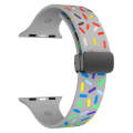 For Apple Watch 7 41mm Rainbow Dots Silicone Magnetic Black Buckle Watch Band(Gray)