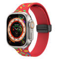 For Apple Watch SE 40mm Rainbow Dots Silicone Magnetic Black Buckle Watch Band(Red)