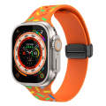 For Apple Watch SE 44mm Rainbow Dots Silicone Magnetic Black Buckle Watch Band(Orange)