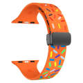 For Apple Watch 5 44mm Rainbow Dots Silicone Magnetic Black Buckle Watch Band(Orange)