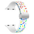 For Apple Watch 8 41mm Rainbow Dots Silicone Magnetic Buckle Watch Band(White)