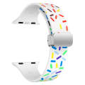 For Apple Watch 8 45mm Rainbow Dots Silicone Magnetic Buckle Watch Band(White)