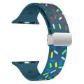 For Apple Watch 8 45mm Rainbow Dots Silicone Magnetic Buckle Watch Band(Blue)