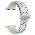 For Apple Watch SE 2022 40mm Rainbow Dots Silicone Magnetic Buckle Watch Band(Starlight Color)