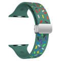 For Apple Watch SE 2022 44mm Rainbow Dots Silicone Magnetic Buckle Watch Band(Green)