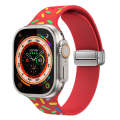 For Apple Watch 7 45mm Rainbow Dots Silicone Magnetic Buckle Watch Band(Red)