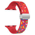 For Apple Watch SE 44mm Rainbow Dots Silicone Magnetic Buckle Watch Band(Red)