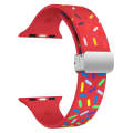 For Apple Watch 6 44mm Rainbow Dots Silicone Magnetic Buckle Watch Band(Red)