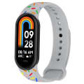 For Xiaomi Band 8 Sports Rainbow Dots Silicone Buckle Watch Band(Gray)