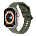 For Apple Watch SE 44mm Ripple Silicone Sports Watch Band(Dark Green)