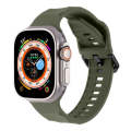 For Apple Watch 3 42mm Ripple Silicone Sports Watch Band(Dark Green)