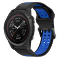 For Garmin Fenix 7 Pro 47mm 22mm Two-Color Reverse Buckle Silicone Watch Band(Black+Blue)