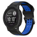 For Garmin  Instinct 2 Solar 22mm Two-Color Reverse Buckle Silicone Watch Band(Black+Blue)