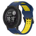 For Garmin  Instinct 2 Solar 22mm Two-Color Reverse Buckle Silicone Watch Band(Blue+Yellow)