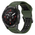 For Garmin Epix Pro 47mm 22mm Two-Color Reverse Buckle Silicone Watch Band(Army Green+Black)