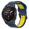 For Garmin Epix Pro 47mm 22mm Two-Color Reverse Buckle Silicone Watch Band(Blue+Yellow)
