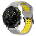 For Garmin MARQ Athlete Gen 2 22mm Two-Color Reverse Buckle Silicone Watch Band(Grey+Yellow)