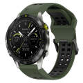 For Garmin MARQ Athlete Gen 2 22mm Two-Color Reverse Buckle Silicone Watch Band(Army Green+Black)