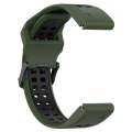 For Garmin MARQ Athlete Gen 2 22mm Two-Color Reverse Buckle Silicone Watch Band(Army Green+Black)