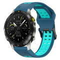 For Garmin MARQ Athlete Gen 2 22mm Two-Color Reverse Buckle Silicone Watch Band(Blue+Teal)