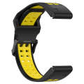 For Garmin Instinct Crossover Solar 22mm Two-Color Reverse Buckle Silicone Watch Band(Black+Yellow)