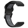 For Garmin Instinct Crossover Solar 22mm Two-Color Reverse Buckle Silicone Watch Band(Black+Grey)