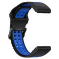 For Garmin Instinct Crossover Solar 22mm Two-Color Reverse Buckle Silicone Watch Band(Black+Blue)