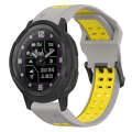 For Garmin Instinct Crossover Solar 22mm Two-Color Reverse Buckle Silicone Watch Band(Grey+Yellow)