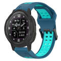 For Garmin Instinct Crossover Solar 22mm Two-Color Reverse Buckle Silicone Watch Band(Blue+Teal)