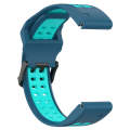 For Garmin Instinct Crossover Solar 22mm Two-Color Reverse Buckle Silicone Watch Band(Blue+Teal)