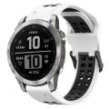 For Garmin Fenix 7 22mm Two-Color Reverse Buckle Silicone Watch Band(White+Black)