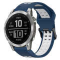 For Garmin Fenix 7 22mm Two-Color Reverse Buckle Silicone Watch Band(Blue+White)