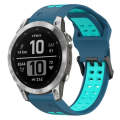 For Garmin Fenix 7 22mm Two-Color Reverse Buckle Silicone Watch Band(Blue+Teal)