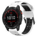For Garmin Fenix 7 Solar 22mm Two-Color Reverse Buckle Silicone Watch Band(White+Black)