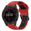 For Garmin Fenix 7 Solar 22mm Two-Color Reverse Buckle Silicone Watch Band(Red+Black)