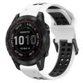 For Garmin Fenix 7 Sapphire Solar 22mm Two-Color Reverse Buckle Silicone Watch Band(White+Black)